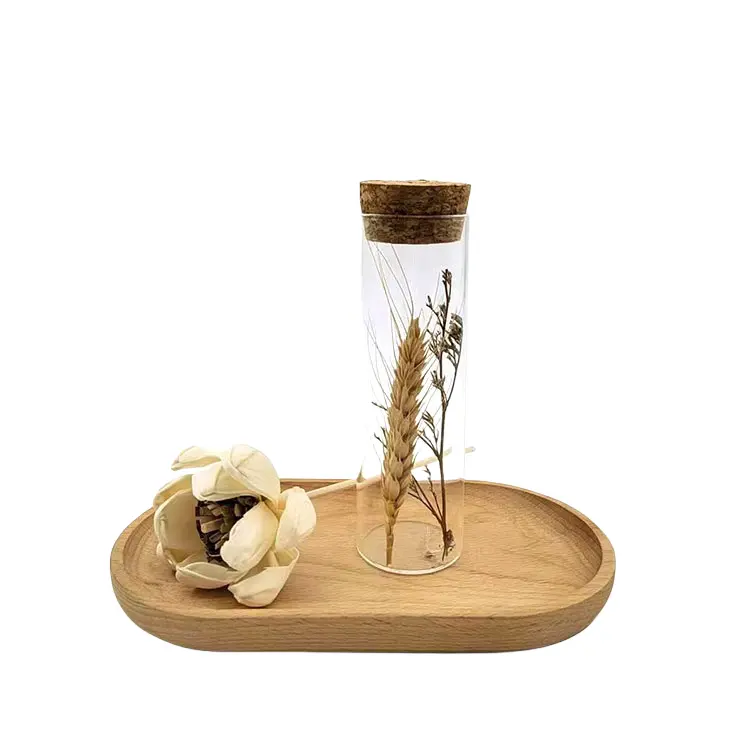 High quality customized glass vase hydroponic glass vase glass jars with wooden cork for flowers wedding