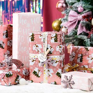 Pink Christmas Wrapping <b>Paper</b> 17x33 Feet Double Sided Eco Friendly Gift <b>Wrap</b> For Kids Holiday Craft - Product Image 2