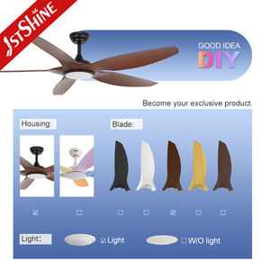 1stshine LED ventilador de techo 60 pulgadas 5 aspas de plástico control remoto LED ventilador de techo Luz - Product Image 4