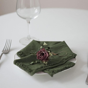 Haute qualité 100% lin serviettes brodées à la main serviettes en tissu réutilisables personnalisables usage domestique jetable en gros - Product Image 1