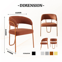 Fauteuil de salon de luxe léger au design italien avec structure en acier inoxydable pour salle à manger, restaurant et chambres d'hôtel