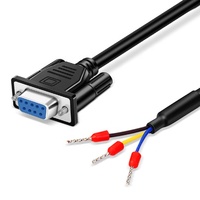 Cable de puerto serie DB9 RS232, cable de conexión de un solo cabezal recto, cable terminal DB9 hembra de 9 pines y 3 núcleos 232