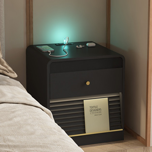 <b>Smart</b> Nightstand with Charging Station Led <b>Lights</b> Bedside Table Storage Cabinet for Bedroom - Product Image 5