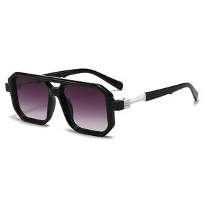 Lunettes de soleil rétro carrées à double pont, pliables et légères, pour hommes et femmes, usage extérieur, monture intégrale, style urbain tendance, lunettes de mode - Product Image 1