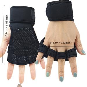 Fitness Sports Cross Training Guantes con soporte de muñeca para levantamiento de pesas, entrenamiento de gimnasia y levantamiento de pesas-Acolchado de silicona - Product Image 1
