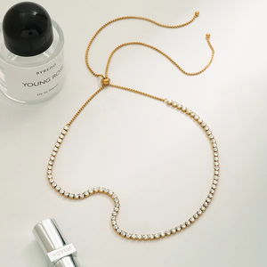 Collar <span class=keywords><strong>de</strong></span> <span class=keywords><strong>cadena</strong></span> <span class=keywords><strong>de</strong></span> tenis ajustable N & S, <span class=keywords><strong>acero</strong></span> inoxidable chapado <span class=keywords><strong>en</strong></span> <span class=keywords><strong>oro</strong></span> <span class=keywords><strong>de</strong></span> 18 quilates, cuadrado, circón 3A, diseño <span class=keywords><strong>de</strong></span> <span class=keywords><strong>cadena</strong></span> <span class=keywords><strong>de</strong></span> caja <span class=keywords><strong>de</strong></span> moda para aniversario - Product Image 2