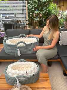 Handmade Carrying <strong>Moses</strong> <strong>Basket</strong> Cradle Baby Shower Gift Diaper Changing <strong>Basket</strong> <strong>Set</strong> - Product Image 2