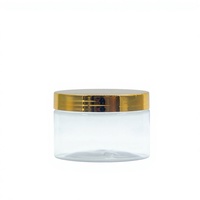 Pot cosmétique vide en plastique transparent de 250 ml avec couvercles dorés, pot en plastique PET transparent en gros