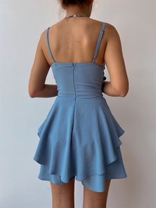 Z-345 Vestido de moda de verano para mujer, sexy, con cuello en V, sin mangas, estilo casual irregular, con tirantes y cremallera, hasta la rodilla, color liso. ¡Gran oferta! - Product Image 2