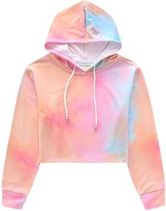 Haute qualité femmes léger coton éponge sweats hiver haut court sweats à capuche avec 3D broderie avant Badge décoration - Product Image 1