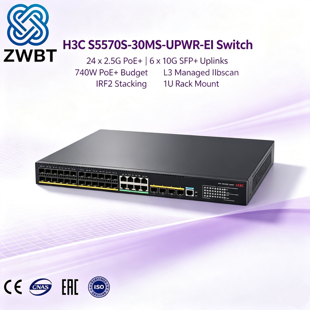 H3C S5570S-36F-EI 36-Port POE Network Switch with SNMP QoS VLAN Support Stackable Design-in Stock