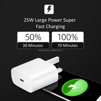 Adaptor Daya Pengisian Cepat PD 25W Original QC 3.0 Colokan US EU UK dengan Kabel Data Tipe-C Pengisi Daya Dinding untuk Samsung S24 S23 Note 10