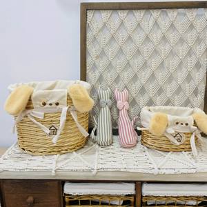 Natural Wicker <strong>Laundry</strong> <strong>Basket</strong> Set Eco-Friendly Durable Strong Plush Toy Decoration Lid 4pcs Removable Liner for <strong>Children</strong> Daily - Product Image 6