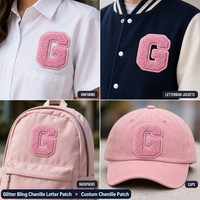 Patch en chenille 3D gonflé à lettres scintillantes, alphabet cœur, thermocollant pour casquette, sac à dos, chapeau, style urbain personnalisé