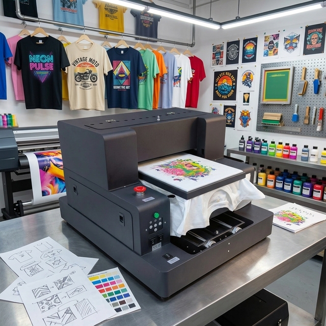 Multifunction A3 DTG Inkjet Printer 2-in-1 Direct to Garment & Direct to Fabric for T-shirt Card Printing L805 Head DTG Printer