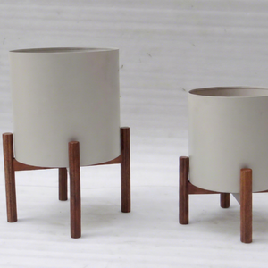 Juego de Soportes Modernos de Madera para Plantas, Macetas de Cerámica, Estilo Escandinavo, Porta Macetas para Interiores, Decoración Minimalista para Sala de Estar - Product Image 1