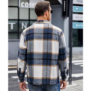 Men's Plaid <b>Overshirt</b> Warm Casual <b>Flannel</b> Button Down Jacket Style Shirt OEM ODM Manufacturer For Bulk Orders - Product Image 4