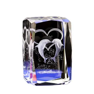 Commercio all'ingrosso K9 3d cristallo incisione Laser cristallo delfino Design decorativo per la casa compleanno anniversario regali