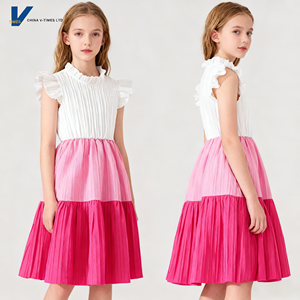 Vestido Casual Tipo Blusa con Mangas Farol y Cuello Redondo en Color Sólido para Niñas de <span class=keywords><strong>10</strong></span> Años, Estilo Princesa, para Fiestas de Verano, Largo hasta la Rodilla, Corte en A - Product Image 2