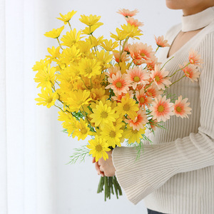 Flores artificiales de manzanilla y margaritas, ramo de seda amarillo y blanco para decoración del hogar, accesorios de boda, decoración de temporada de primavera - Product Image 3