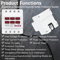 Relais de protection de tension et de courant triphasé réglable contre les surtensions/sous-tensions, protection contre les surtensions/sous-tensions, 63A/100A, réinitialisation automatique EAPDX-3P-63B