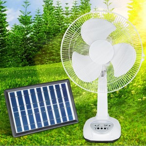 12 Inch Rechargeable Table <b>Fan</b> With Solar Panel USB Output LED Night Light - Product Image 4