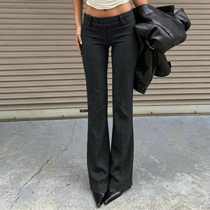 <b>Women</b> High Waist Bootcut Wide Leg Eco-Friendly Casual <b>Summer</b> Solid Color Trousers for Streetwear Office Wear - Product Image 2