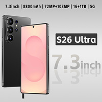 Téléphone mobile S26 Ultra avec écran HD de 7,3 pouces, caméra arrière 108MP et caméra frontale 72MP, stockage 16 Go + 1 To, 5G double SIM pour les voyages et la prise de vue vidéo
