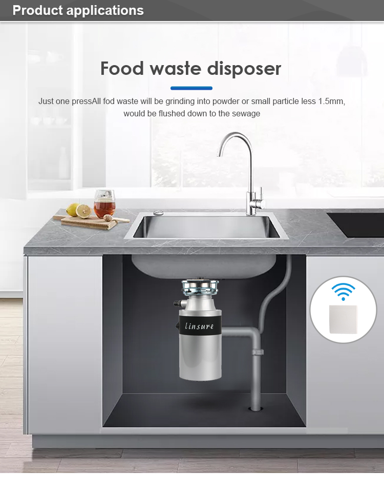 Under Sink Food Waste Disposer Waste Processing Machine Processor Independent Food Waste Crusher