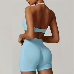 महिलाओं के कस्टम लोगो हैटर गर्दन खेल ब्रा कसरत शॉर्ट्स लेगिंग उच्च लोचदार जिम फिटनेस सहज सांस लेते हैं - Product Image 5