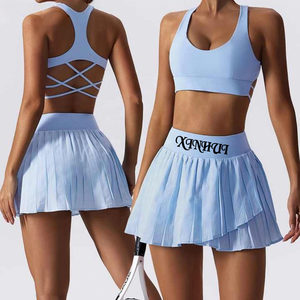 Guangdong femmes Yoga sport taille haute jupes légères séchage rapide plissé entraînement jupes de tennis avec court intérieur confortable - Product Image 6