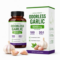 Gélules d'extrait de bulbe d'ail haute puissance 20:1, 10000 mg, équivalent ail frais, rendement en allicine 5000 mcg, marque privée, vente en gros