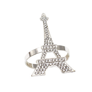 Anneau <span class=keywords><strong>de</strong></span> serviette moderne en alliage d'aluminium écologique et durable, motif Tour Eiffel et <span class=keywords><strong>diamant</strong></span> aquatique, pour décoration <span class=keywords><strong>de</strong></span> table <span class=keywords><strong>de</strong></span> mariage et usage hôtelier - Product Image 6