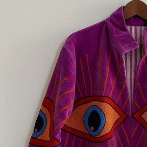 Chaqueta Étnica de Terciopelo Suzani con Bordado a Mano de Ojo Turco, Chaqueta Acolchada para Festivales, Ropa Casual de Invierno para Combinar - Product Image 1