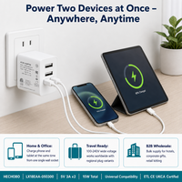 Chargeur mural USB double port Shenzhen Lvxiangyuan 5V 3A avec prises US EU UK, certifié ETL CE UKCA FCC OTP QC 3.0 pour écouteurs et téléphones mobiles