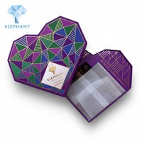 Boîte cadeau personnalisée en forme de cœur, boîte d'emballage alimentaire en papier géométrique violet de luxe pour la Saint-Valentin, mariage, dessert, bonbons, chocolat