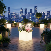 Décoration de jardin, pots de fleurs solaires LED, pots de fleurs lumineux pour l'extérieur, pots de fleurs pour pelouse de villa avec télécommande, éclairage décoratif pour pots de fleurs