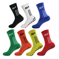 Chaussettes de football professionnelles antidérapantes en polyester/nylon à pois pour hommes, chaussettes de sport rembourrées respirantes personnalisées pour adultes, printemps