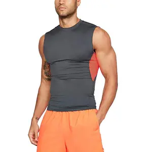 Camiseta sin mangas estampada de compresión de recuperación de Fitness para hombre, venta al por mayor, 2021