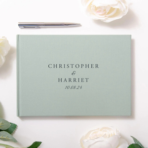 <strong>Personalised</strong> Linen Guest <strong>Book</strong> Engagement Scrapbook Linen Hardcover <strong>Wedding</strong> Guest <strong>Book</strong> - Product Image 3