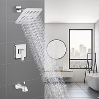 Ensemble de robinets mélangeurs uniques Aquacubic pour salle de bain, à montage mural, avec douchette pluie 8 pouces, eau froide et chaude