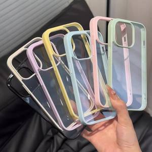 Coque pour iPhone 16 Pro Max, coque de téléphone transparente en acrylique de couleur bonbon, deux en un, protection intégrale anti-chute - Product Image 1