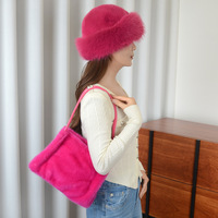 Nouvel Arrivage : Sac Fourre-Tout Femme en Fausse Fourrure, Sac à Main Tendance en Peluche, Ensemble Chapeau Bob en Fausse Fourrure et Sac Fourre-Tout en Peluche