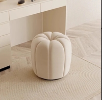 Tabouret de maquillage blanc rond avec rangement, pouf de salon rond