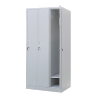 Casier de vestiaire pour ouvriers d'usine, 3 portes, en acier, avec serrure à clé, auto-fermant, durable, pour le rangement des vêtements