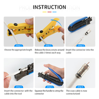Kit de Herramientas para Crimpar Cables Coaxiales de TV con Pelacables y Conectores F, Herramienta de Compresión para Cables Coaxiales RG6 RG59 RG11