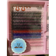 Colorato 30P 40P 60P ciglia a grappolo Set con doppia testa pinzette colla finte ciglia extension - Product Image 1