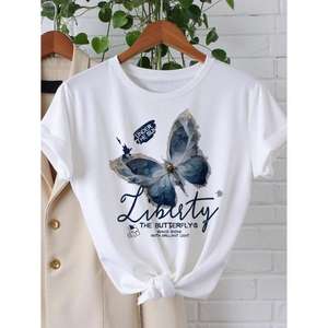 T-shirts en coton légers, confortables et mignons pour femmes et enfants, hauts décontractés doux, séchage rapide, respirants, à porter tous les jours - Product Image 3