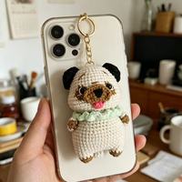 Porte-clés en peluche pour chien en tricot doux, pendentif animal de dessin animé, cadeau spécialement conçu pour les amoureux des animaux