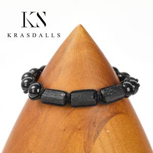 Tormalina nera naturale e agata 8mm con perline rotonde regolabili con filo annodato braccialetto Unisex regalo di nozze per bambini - Product Image 6